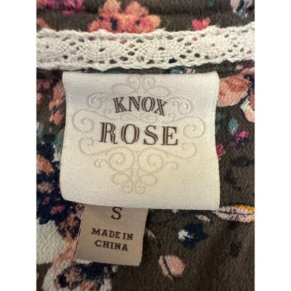 Knox Rose Womens S All Over Floral Button-Front Blouse Cottage Core Smocked - Picture 2 of 4